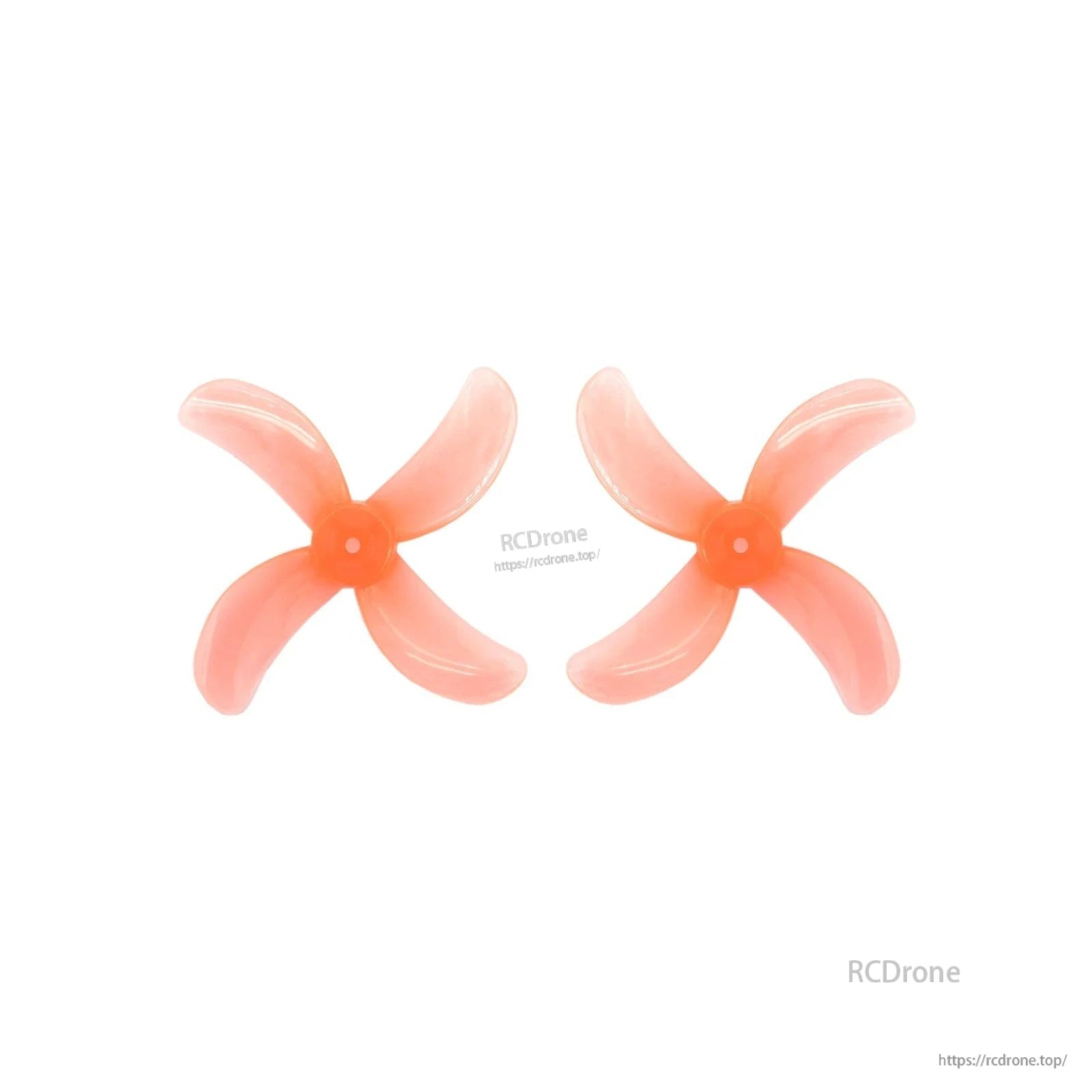 Peach translucent 4-blade propeller pair, top view