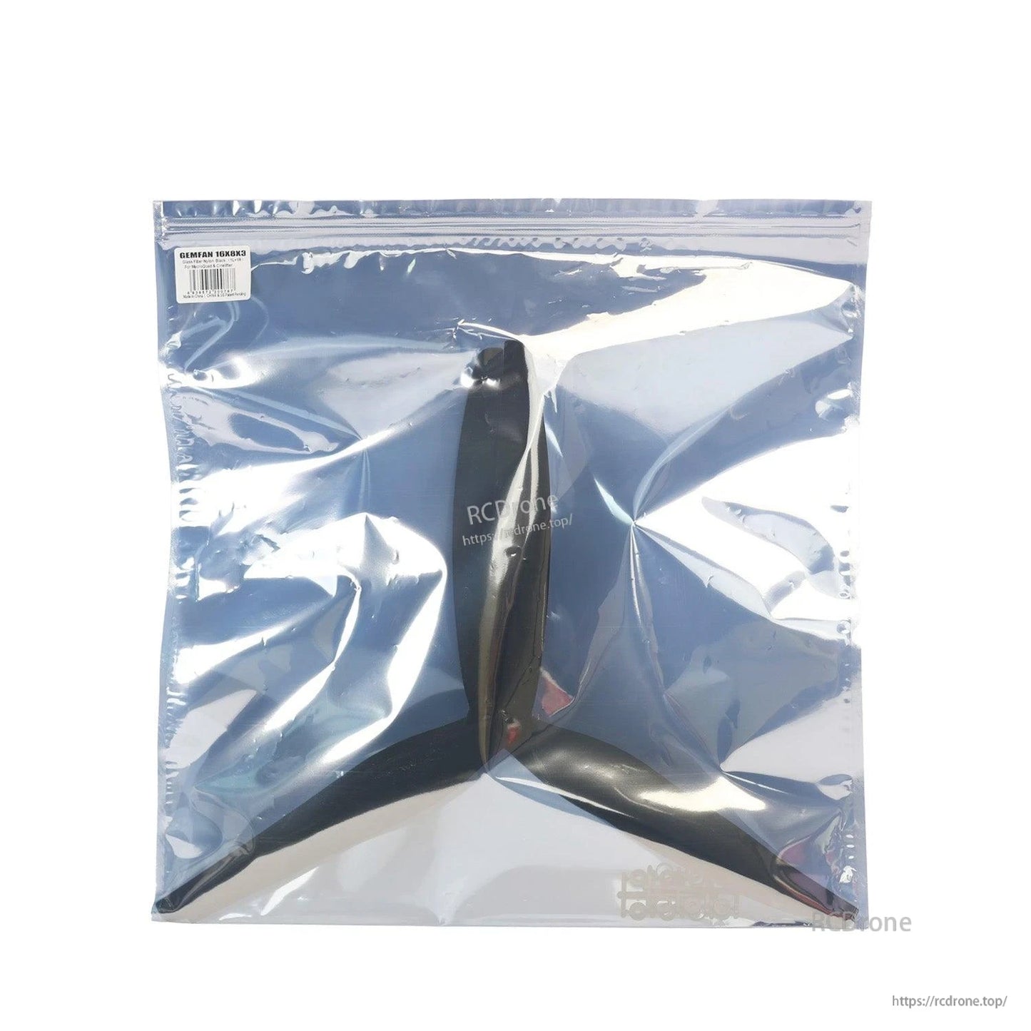 Propeller sealed in silver anti-static bag packaging, label visible in top left corner