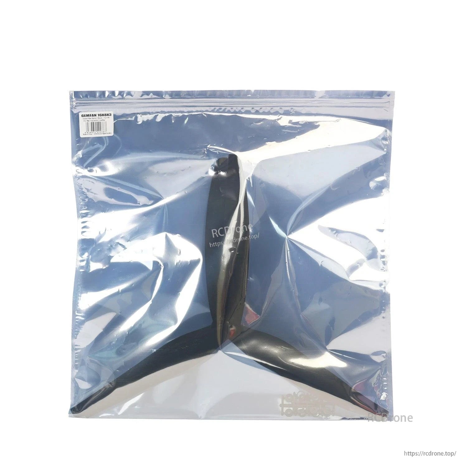 Propeller sealed in silver anti-static bag packaging, label visible in top left corner