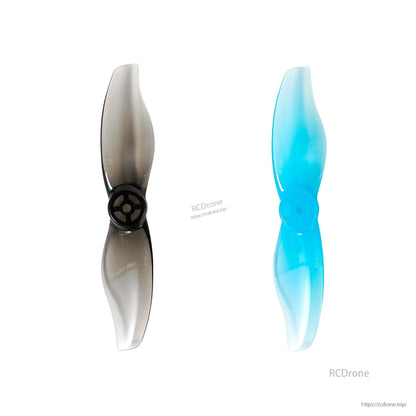Gemfan 2015 2-blade propeller comparison, smoke gray and translucent blue single props side by side
