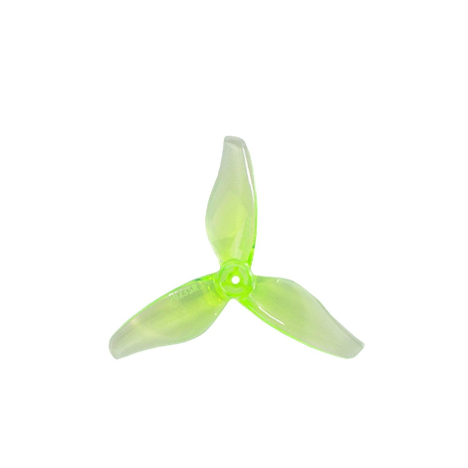 Gemfan 2023S-3 3-Blade 2in propeller in translucent neon yellow-green, single prop top view