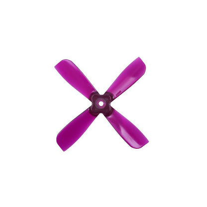 Gemfan 2035BN-4 PC propeller, purple 4-blade with 3-hole/square hub, top view