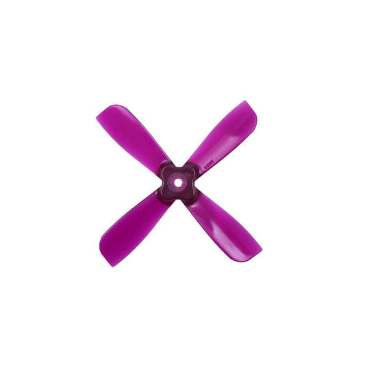 Gemfan 2035BN-4 PC propeller, purple 4-blade with 3-hole/square hub, top view