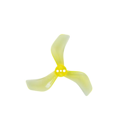 Single clear yellow tri-blade propeller with 3-hole hub, Gemfan 2216S-3 2.2x1.6