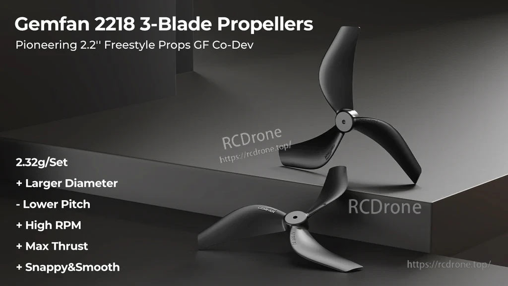 Gemfan 2218 3-Blade Propellers (1.5mm Shaft)