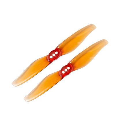 Orange Gemfan 3018-2 toothpick props with red hub, two-blade pair on white background