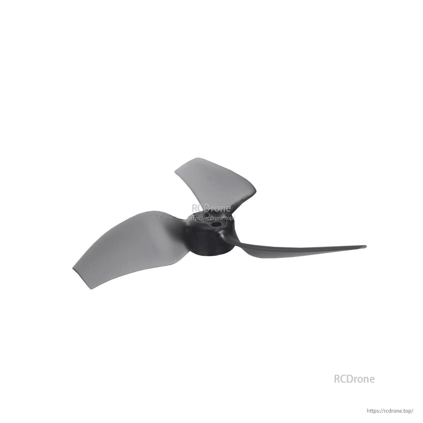 Gemfan 3032-3 tri-blade propeller in clear gray, side profile close-up