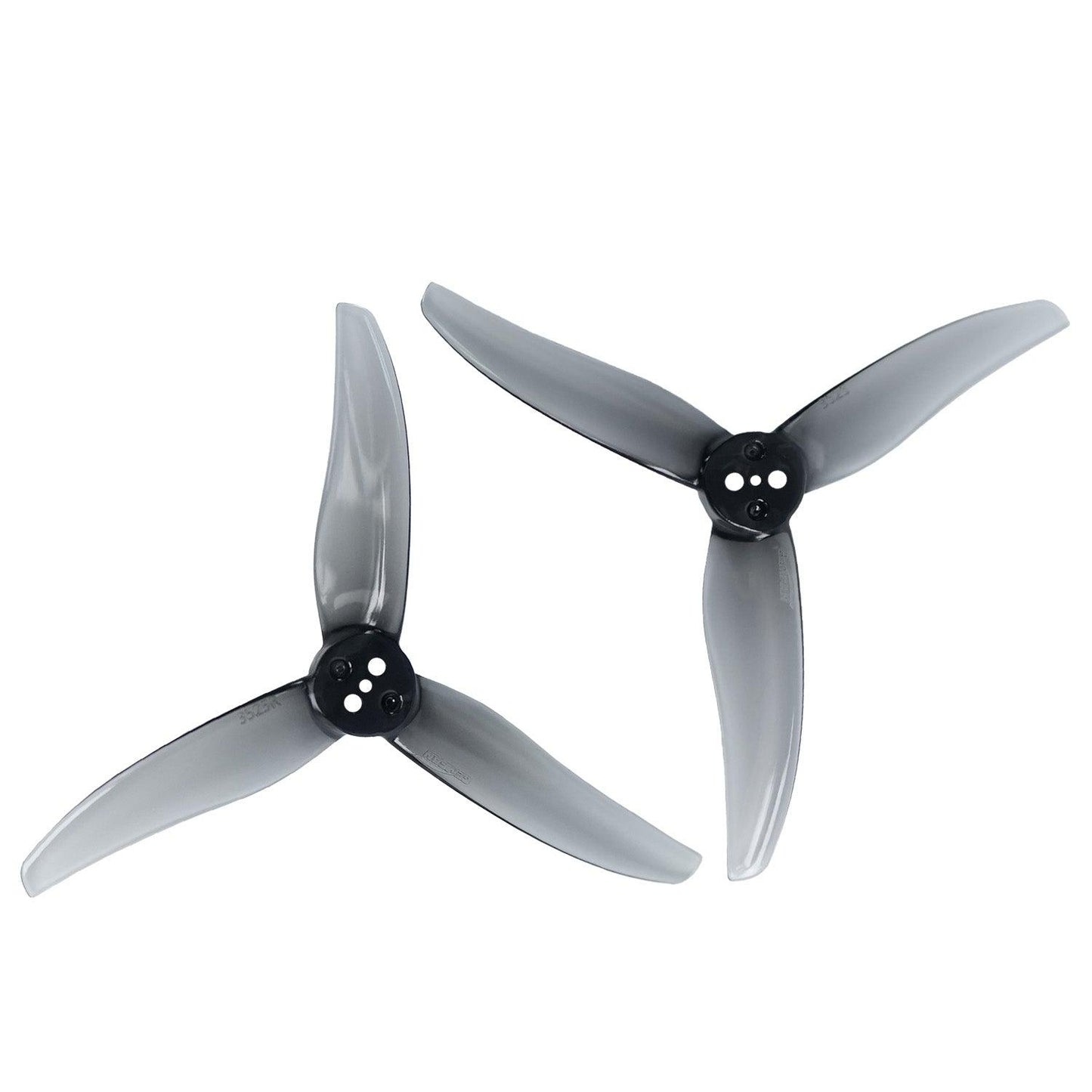Gemfan 3525-3 PC 3-blade propellers, clear gray set with three-hole hub, top view