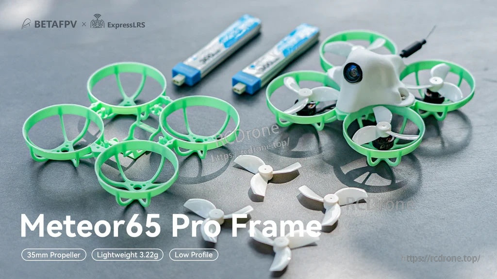 35mm whoop drone setup with Meteor65 Pro frame and clear Gemfan 35mm 3-blade propellers