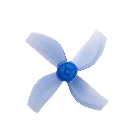 Gemfan 35mm 4-blade propeller in translucent blue, top view with center hub