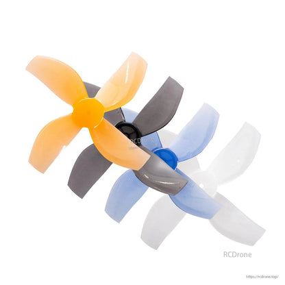 Gemfan 35mm 4-blade propeller color options set, orange gray blue and white shown