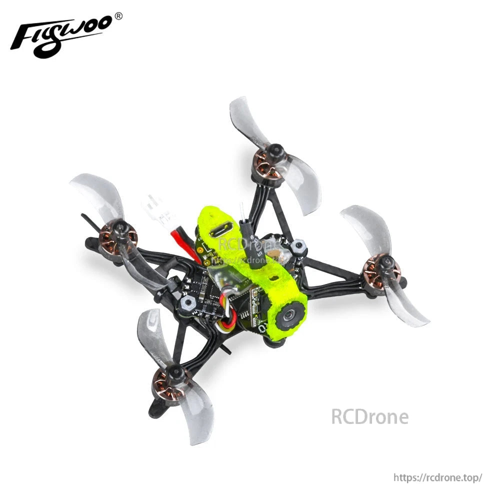 Gemfan 40mm 1610-2 2-Blade Propeller, Micro FPV quadcopter fitted with translucent Gemfan 40mm 1610-2 two-blade propellers on four motors