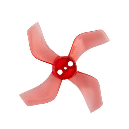 Gemfan 40mm 1636-4 4-blade propeller close-up, translucent red quadcopter prop
