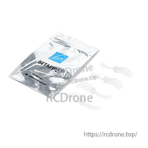 Bagged set of Gemfan 40mm 2-blade whoop props in white, ready for CW/CCW installation