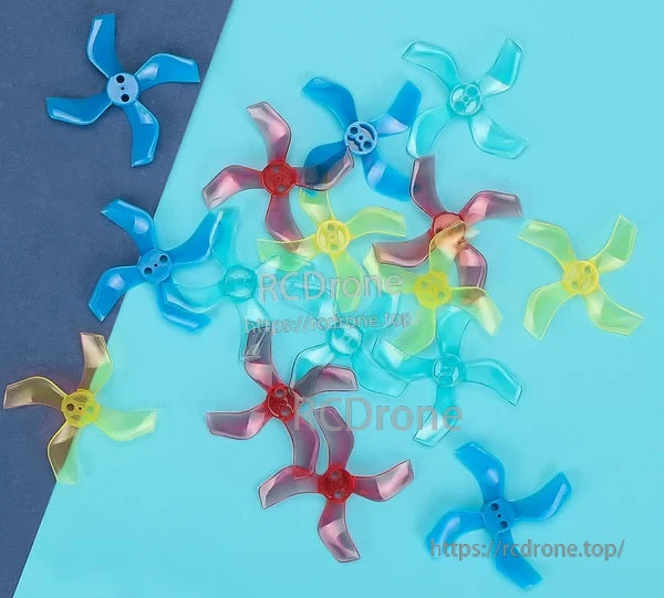 Gemfan 40mm 4-blade propeller set in clear blue and multi-color options for 75mm micro whoops