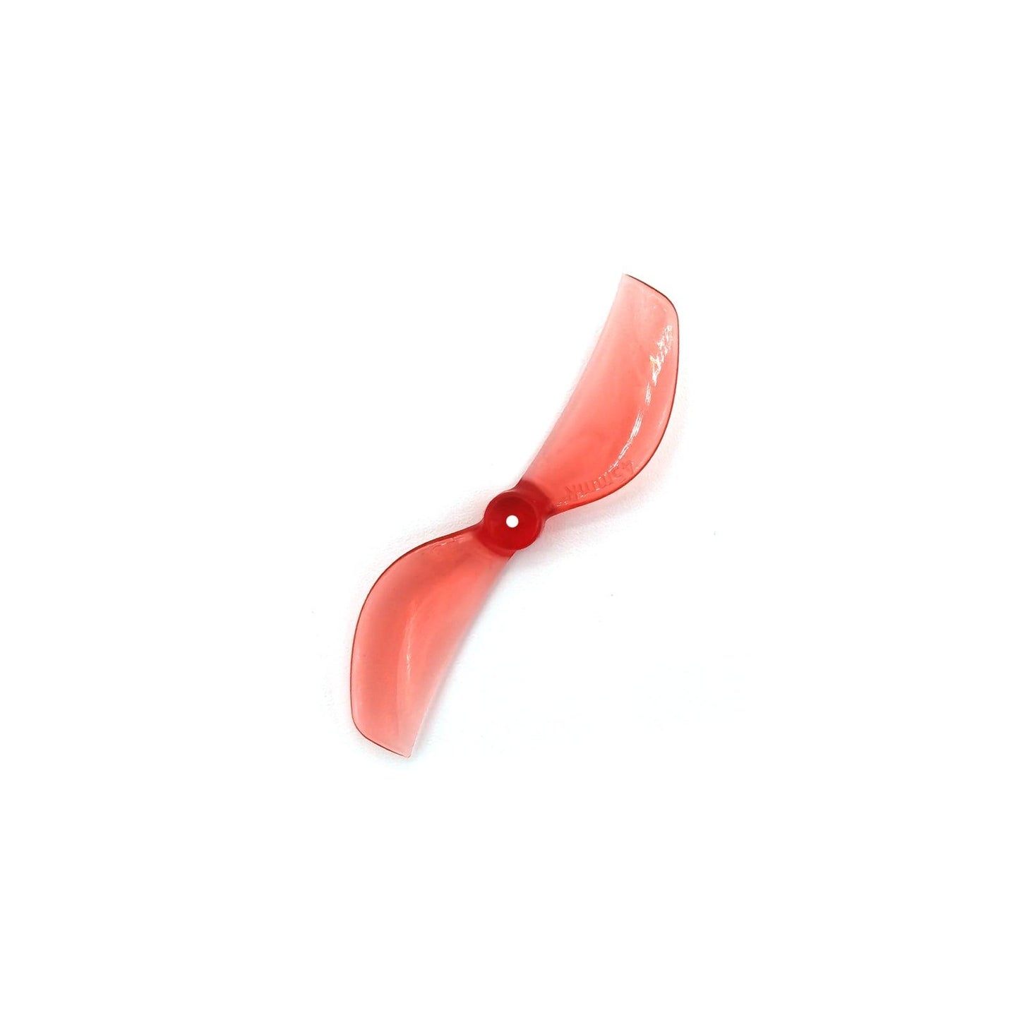 Gemfan 45mm-2 Propeller, red 2-blade micro drone prop with T-mount hub, top view