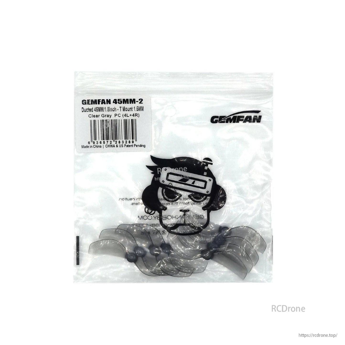 Retail bag of s, clear gray set with T-mount 1.5mm label