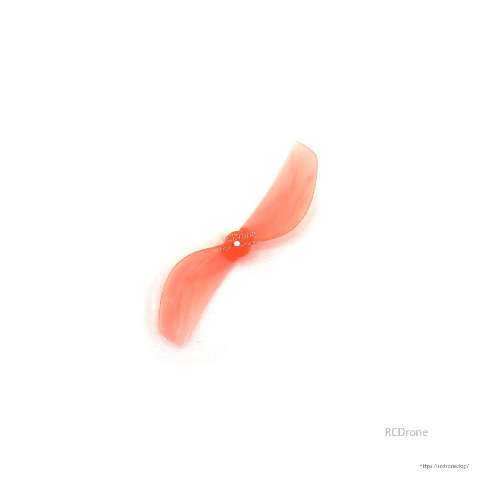 Light pink 2-blade propeller, top view with centered T-mount hub on white background