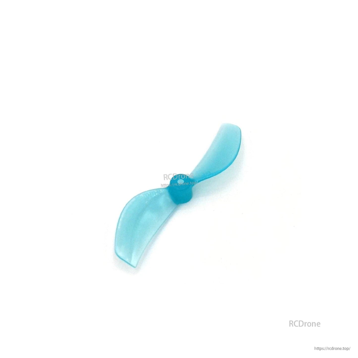 Light blue 2-blade propeller, angled view showing blade thickness and hub detail