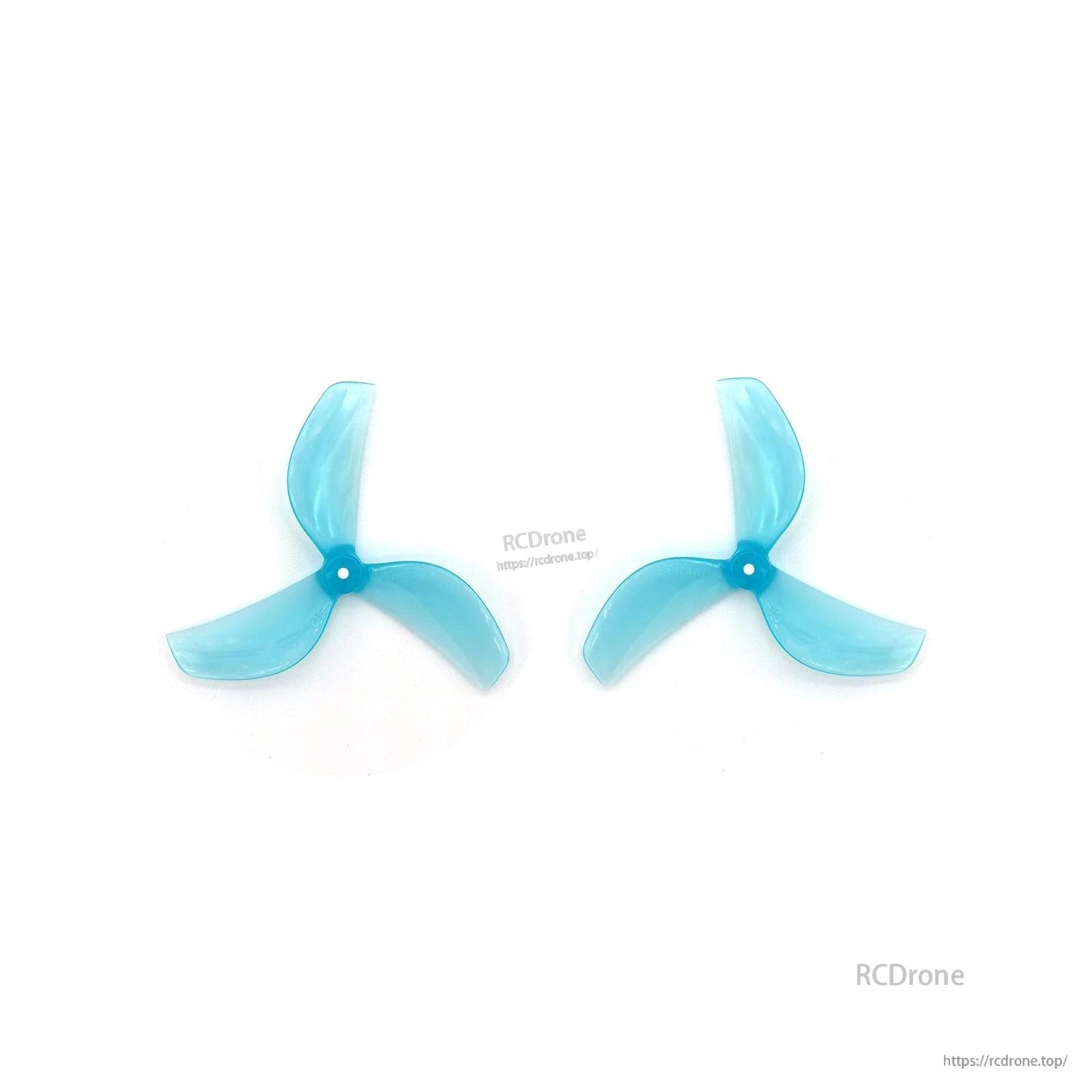 Two blue translucent 3-blade propellers side by side, matching pair set