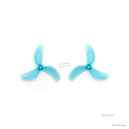 Two blue translucent 3-blade propellers side by side, matching pair set