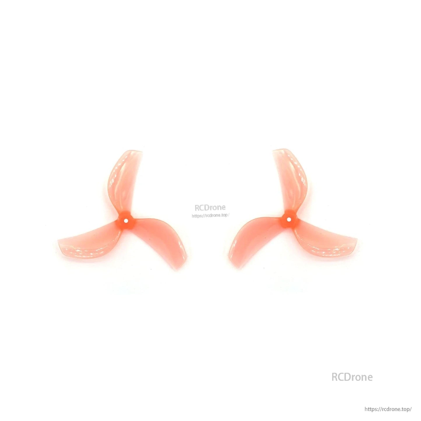 Two light translucent pink 3-blade propellers side by side, matching pair