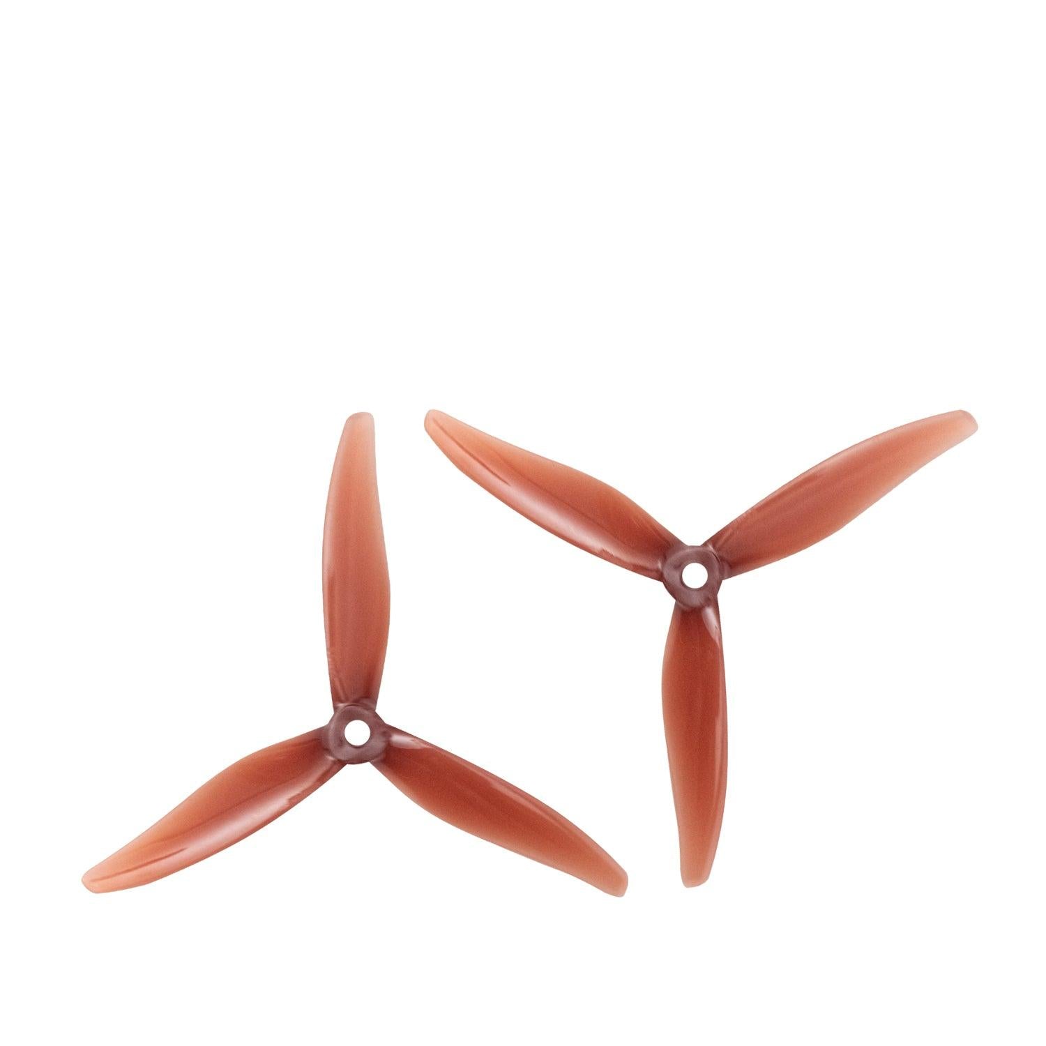 Brown translucent 3-blade propellers shown as CW and CCW pair on white background