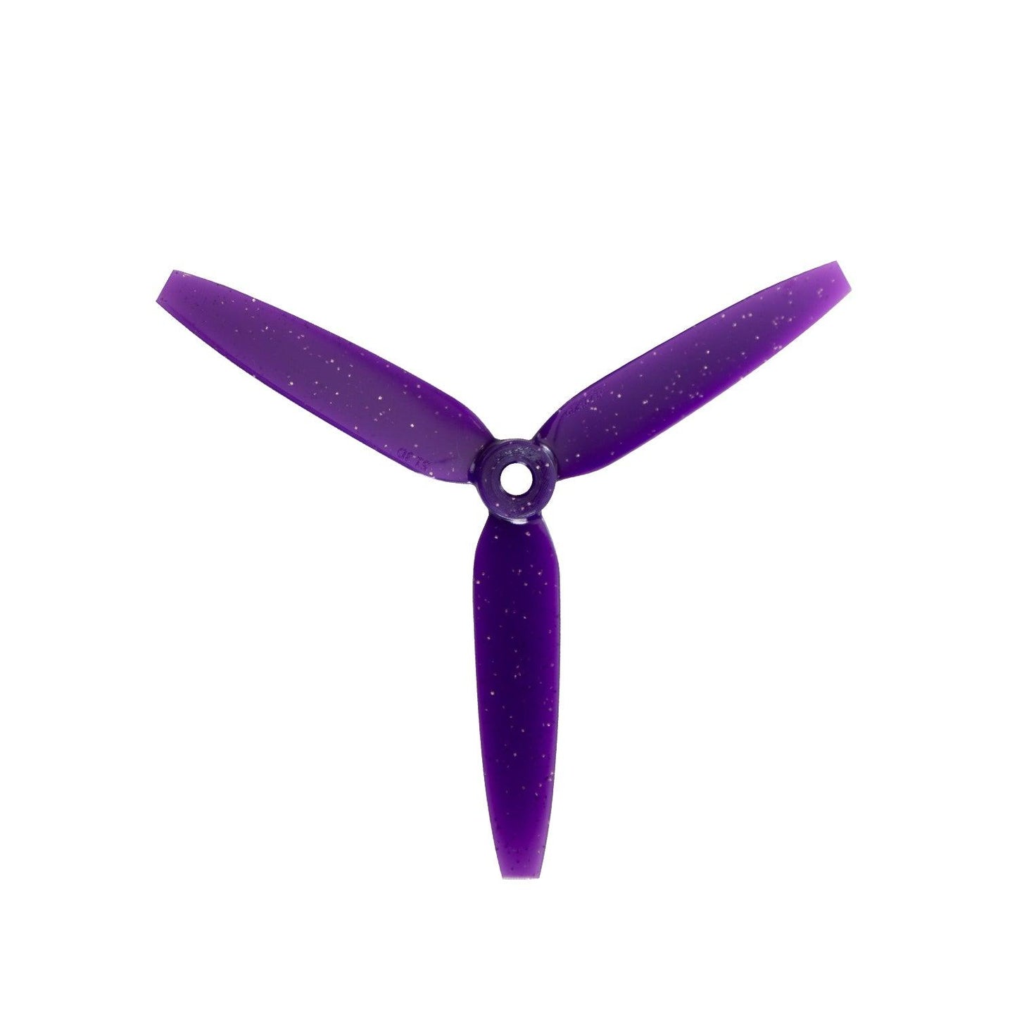 Gemfan 513D-3 3-blade propeller, purple PC, front view with M5 center hub