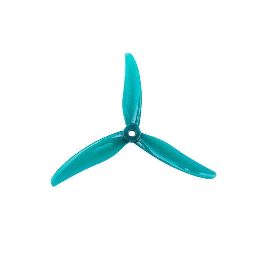 Gemfan 5.1x3.6x3 Freestyle 3-Blade Propeller in teal, top view with center hub
