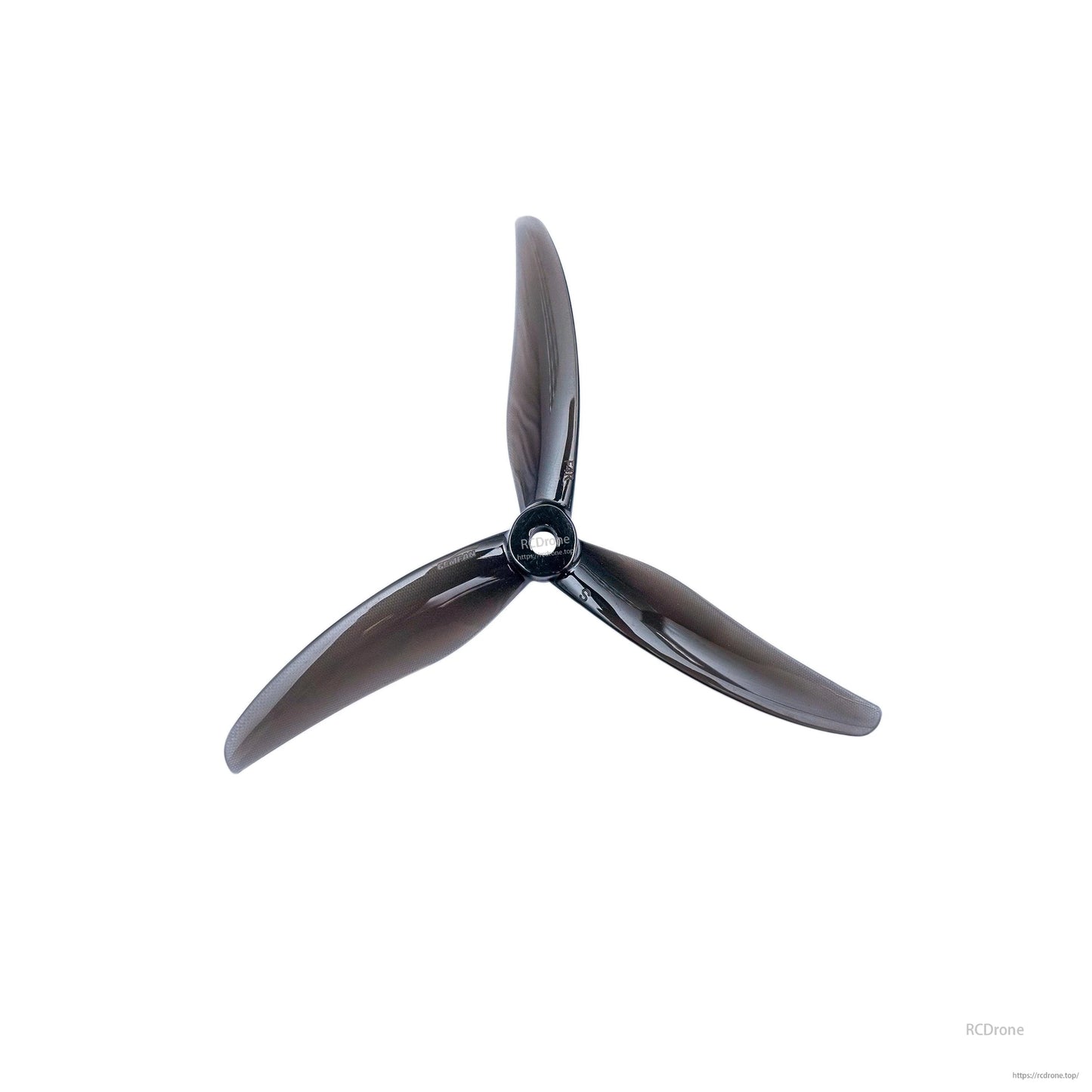 Gemfan 5.1x3.6x3 Freestyle 3-blade propeller in smoke black, top view