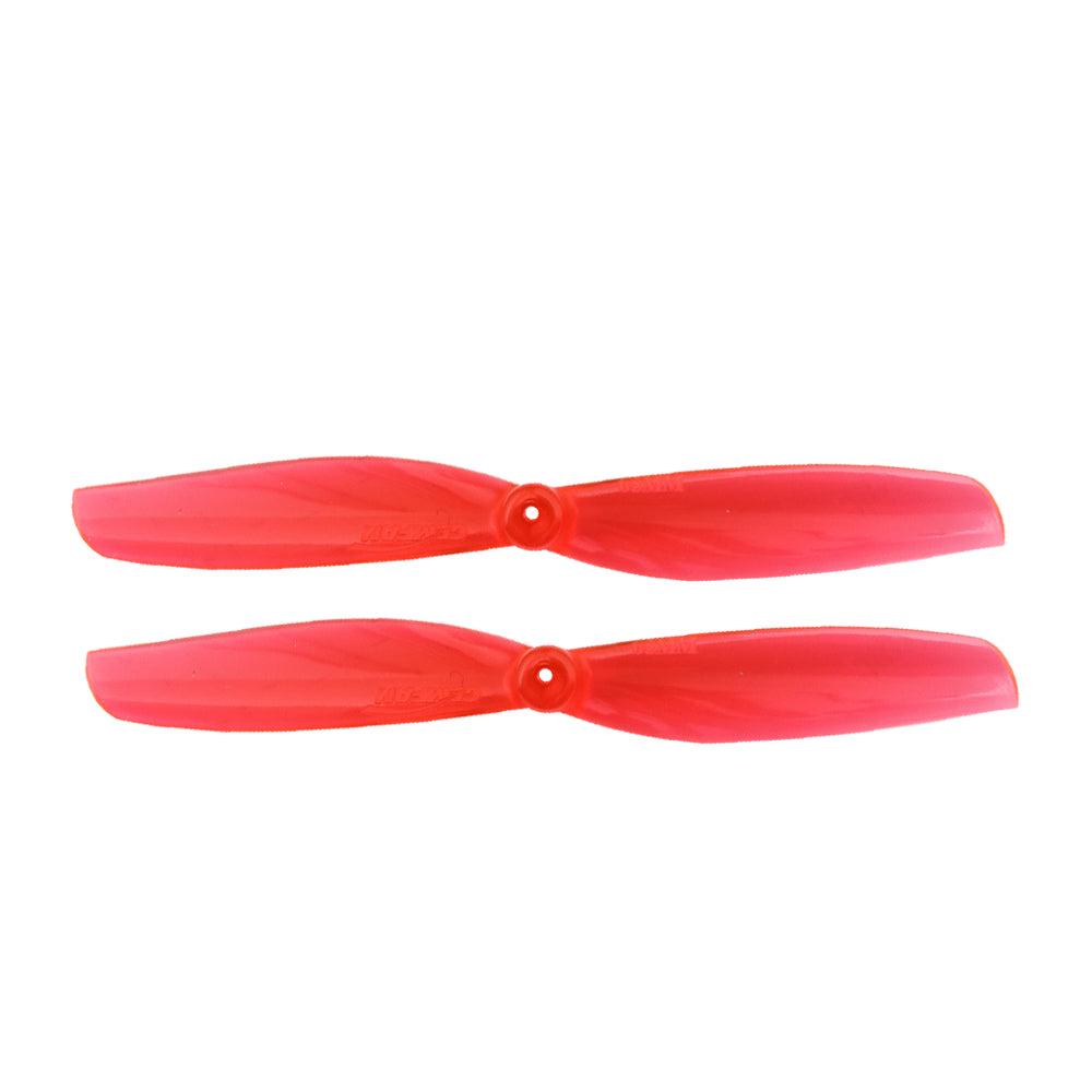 Gemfan 65mmS-2 Toothpick Propeller pair in red, two-blade micro quad props on white background