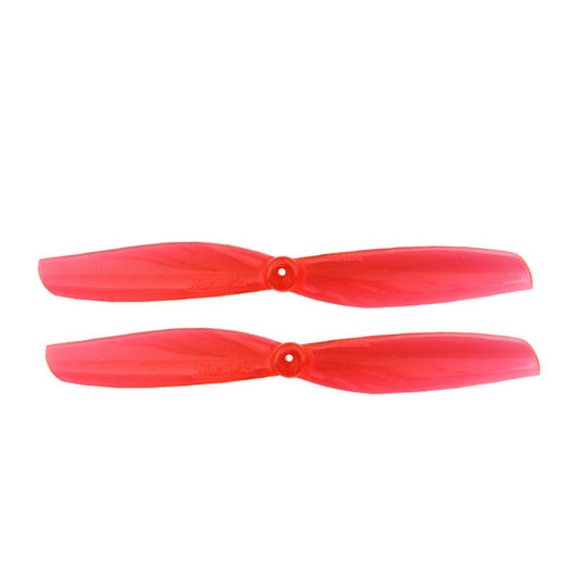 Gemfan 65mmS-2 Toothpick Propeller pair in red, two-blade micro quad props on white background