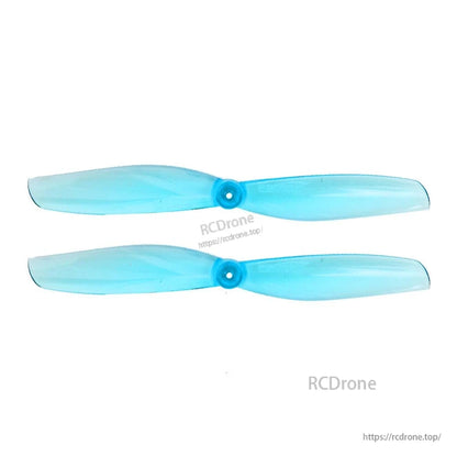 Light blue two-blade micro quad propeller pair with center hub, 65mm toothpick style
