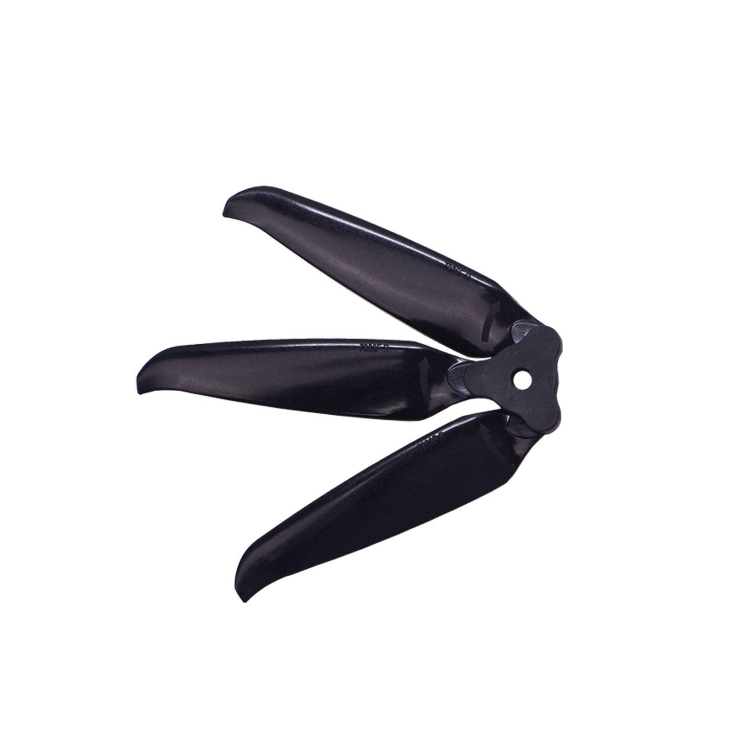 Gemfan 7036F-3 folding 3-blade propeller in folded position, black, side view