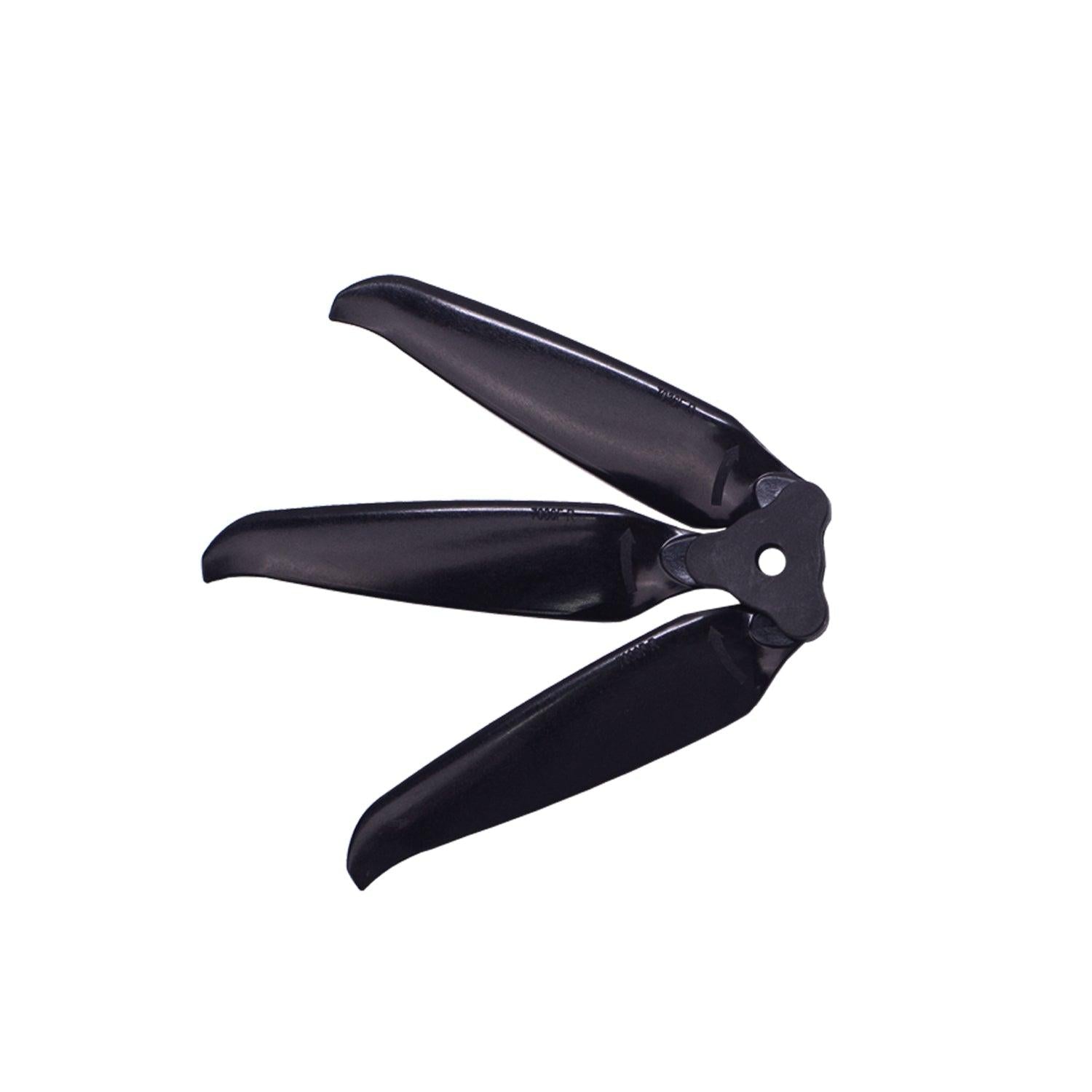 Gemfan 7036F-3 folding 3-blade propeller in folded position, black, side view