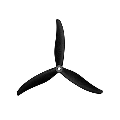 Gemfan 7037-3 three-blade propeller on white background, top view showing blade shape and center hub