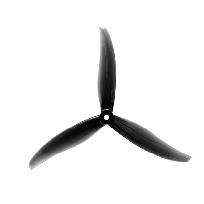 Gemfan 7037 PC propeller, 3-blade black rotor with center mounting hole, top view