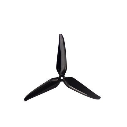 Gemfan 7140-3 tri-blade propeller in black, single prop top view with center mounting hole