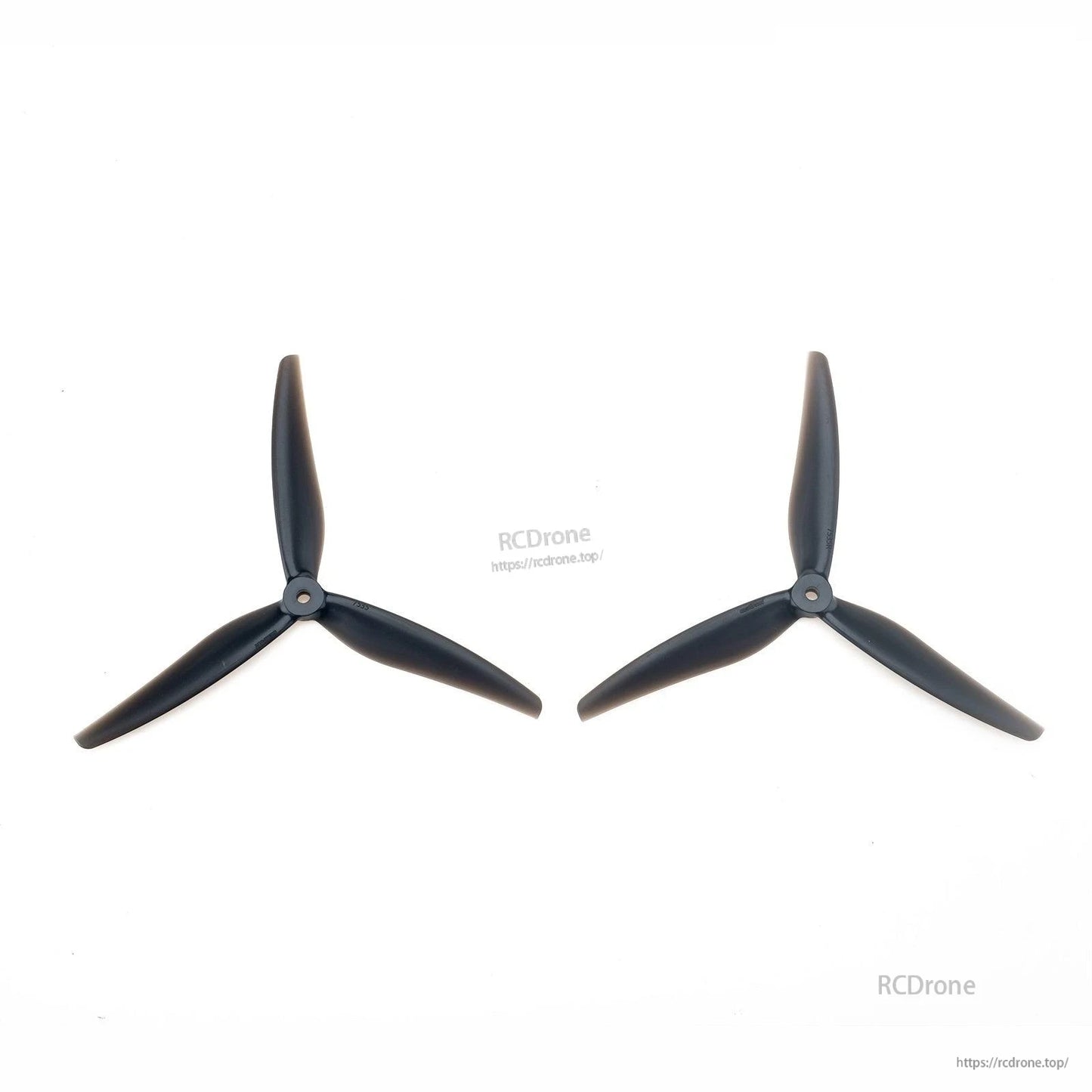Pair of black 3-blade propellers shown side by side for CW and CCW rotation set