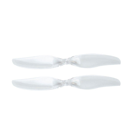 Two-blade propeller pair in translucent white/clear finish, top view