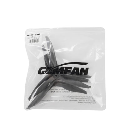 Gemfan propeller set in clear retail bag, 2 pairs of 3-blade props visible through packaging