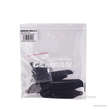 Retail zip bag packaging labeled Gemfan F8041-2 with folding prop blades and hardware inside