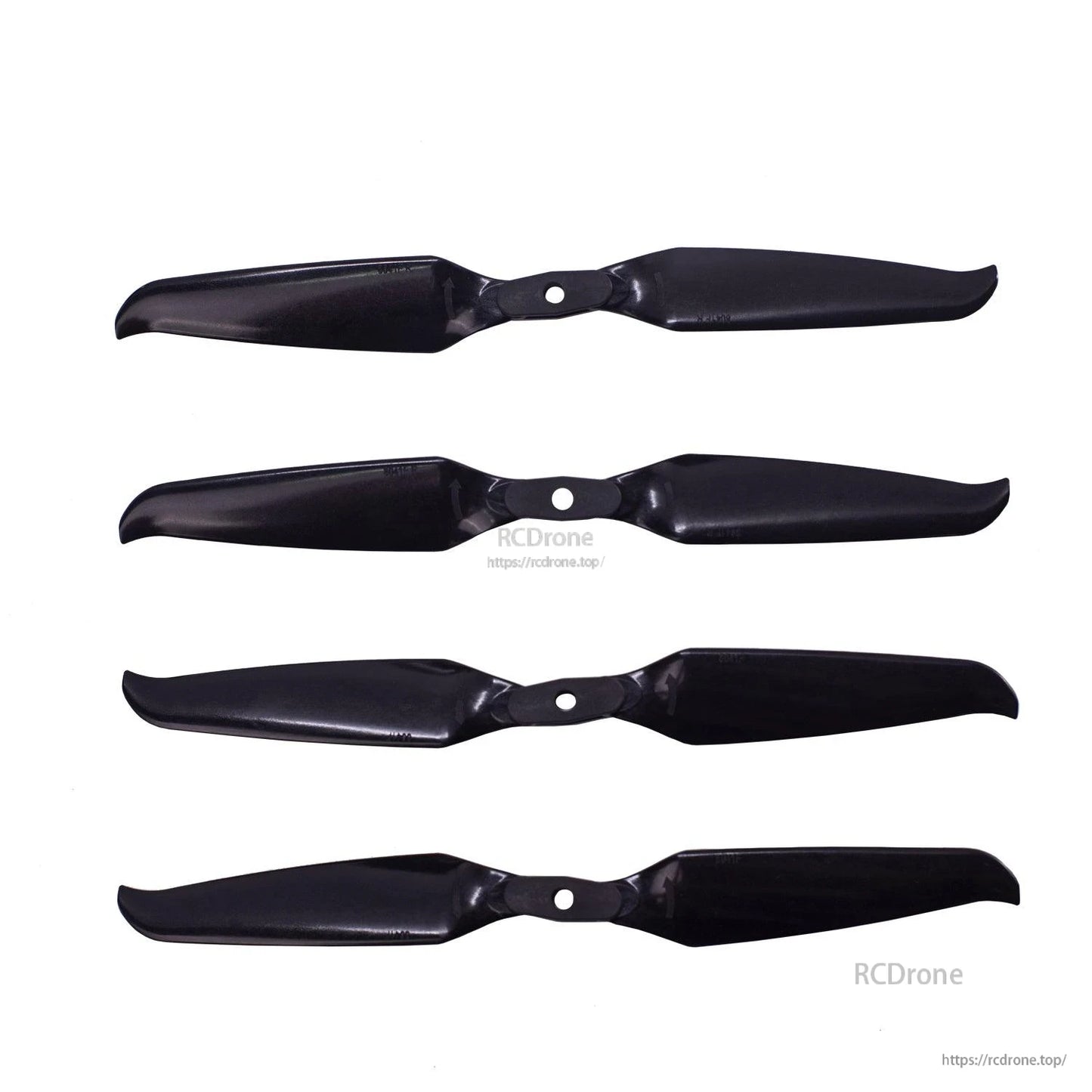 Four Gemfan 8041F-2 folding propellers laid out flat, showing blade shape and mounting holes
