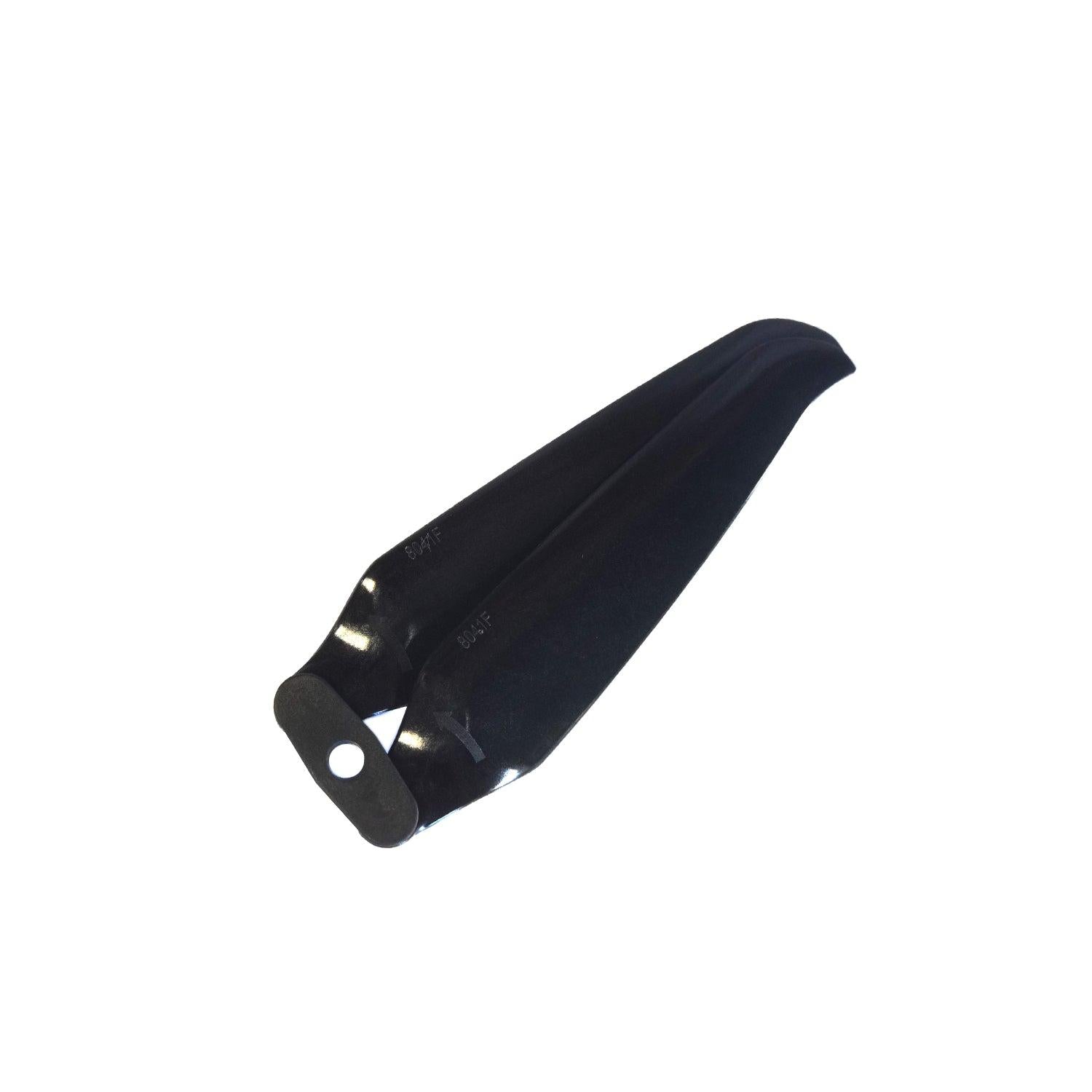 Single folding propeller blade pair folded together, close-up of root and mounting hole