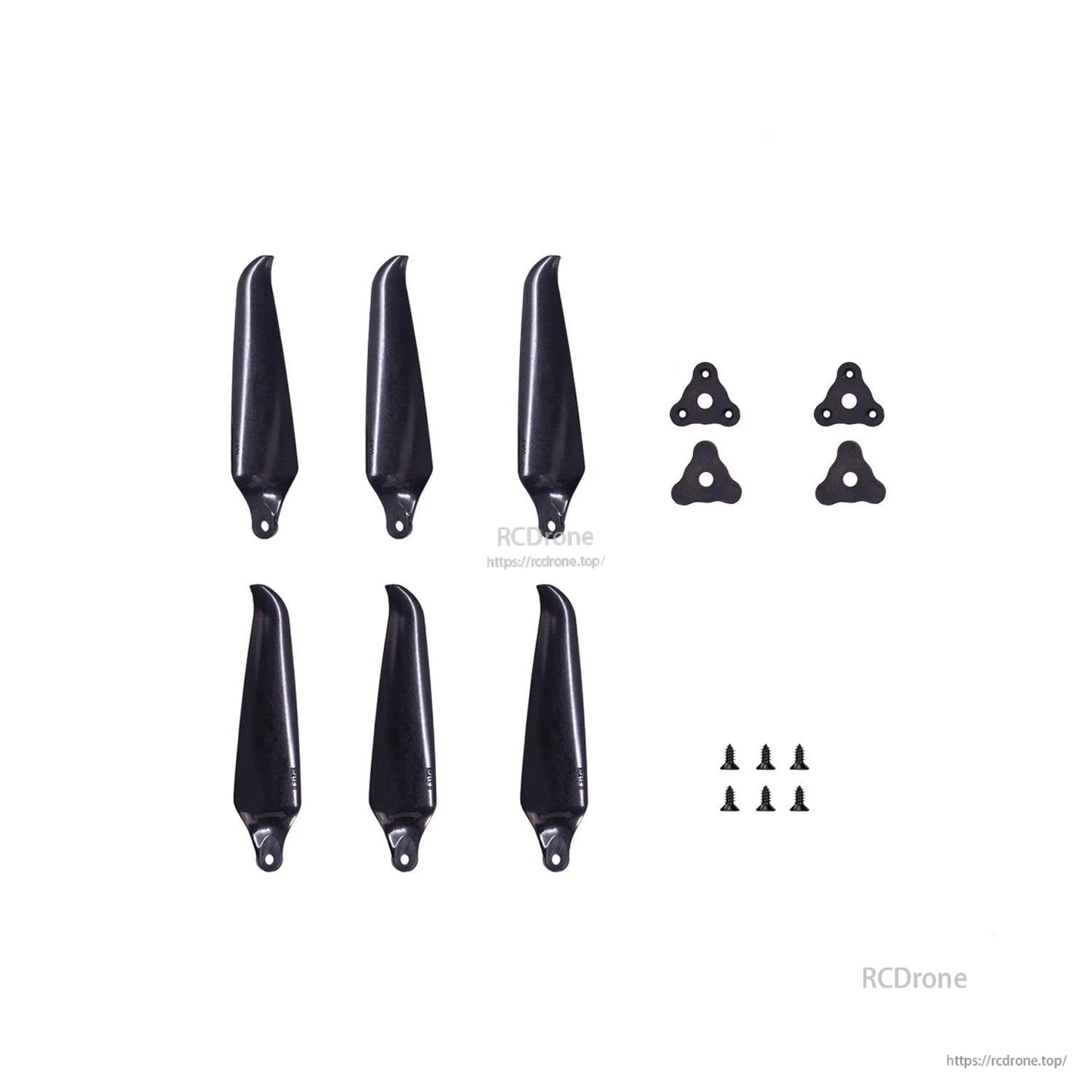 Gemfan 8041F-3 unassembled propeller parts set with six blades, hub adapters, and screws