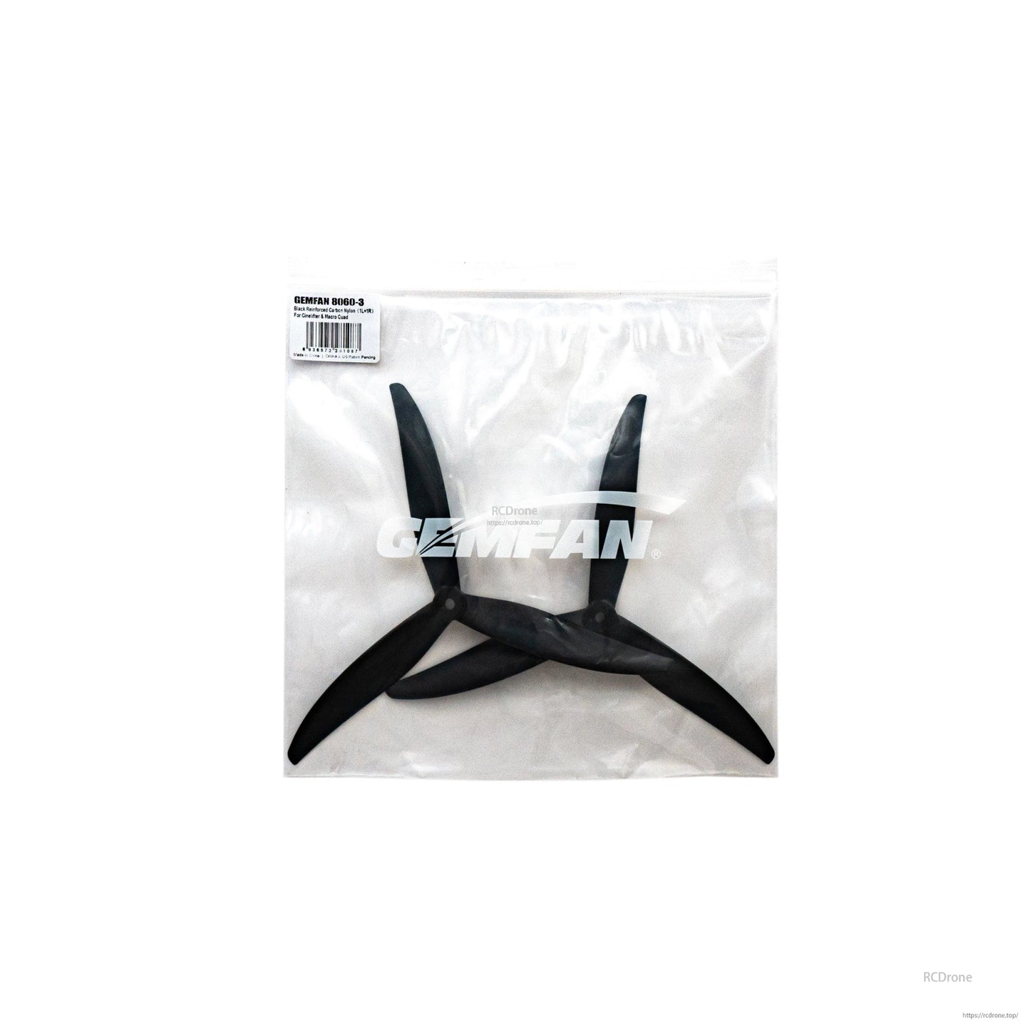Gemfan 8060-3 black 3-blade drone propellers in branded bag, pair set for cinelifter macro quads