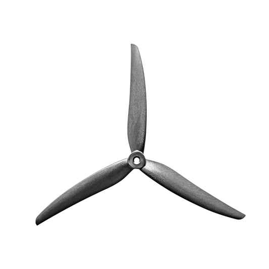 Gemfan 9045-3 tri-blade drone propeller in dark gray with central hub mounting hole