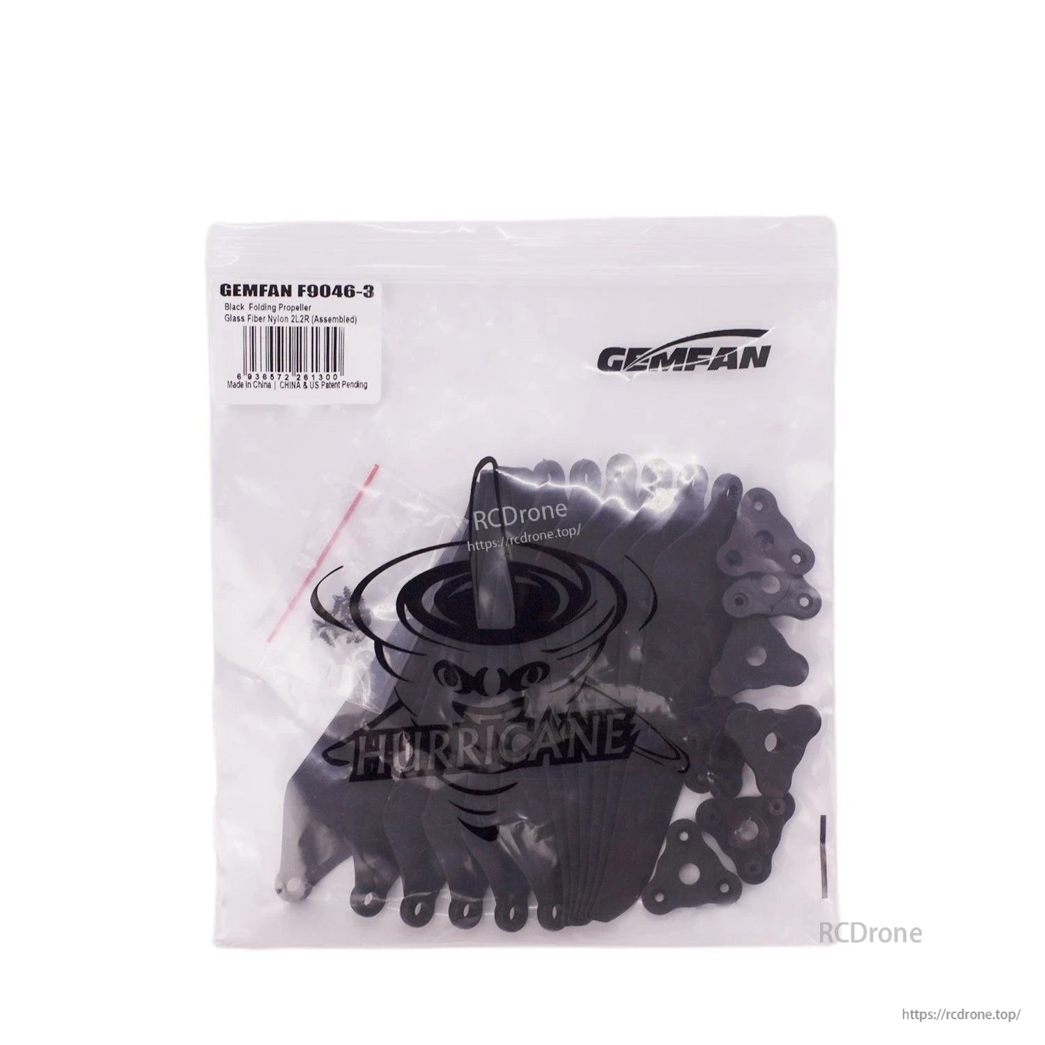Gemfan F9046-3 propellers in retail bag with product label and Gemfan logo