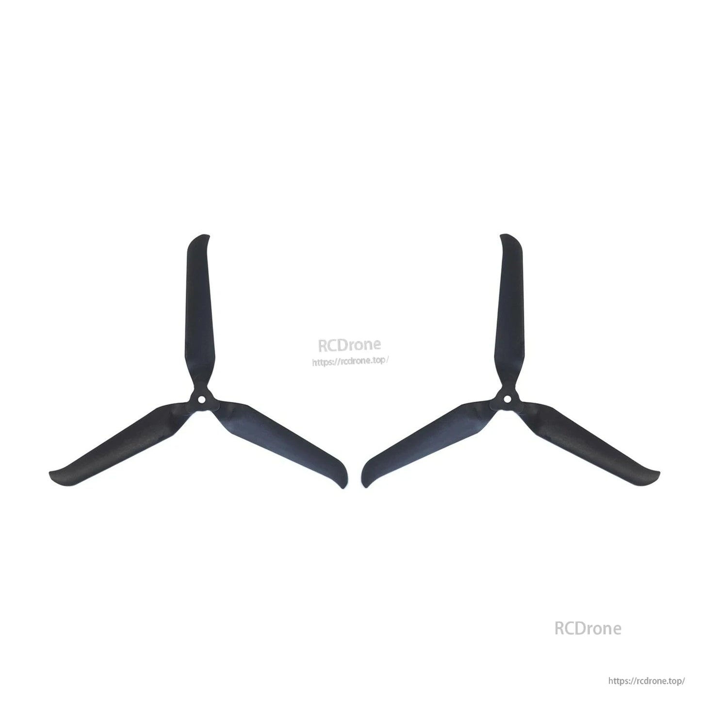 Two assembled black 3-blade propellers shown side by side for left/right rotation set