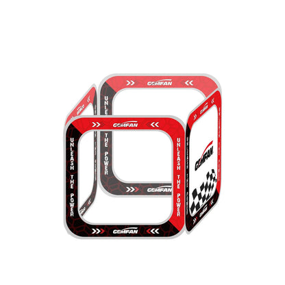 Cube-style FPV racing gate frame set, red and black panels shown from angled front view